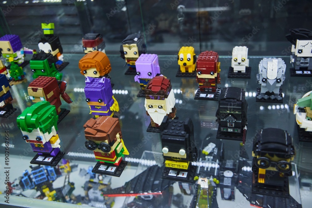 Naklejka premium Moscow, Russia. - June 23, 2025: Lego construction kit, old models. Collection of the famous toy series