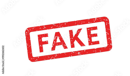 A red rubber stamp with the word fake on isolated for marking purposes