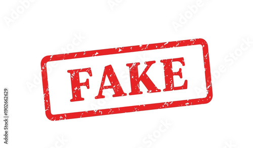 A red fake stamp on a with a grungy texture