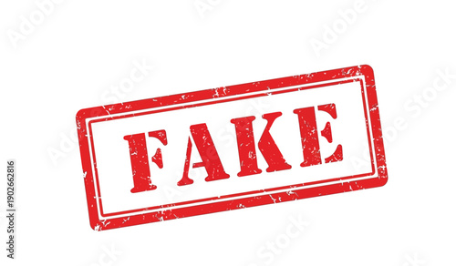 A red rubber stamp with the word fake