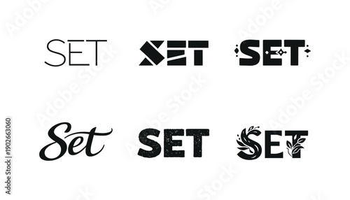 Nordic modern branding lettering. Set lettering. harmonious lettering variations of the same emblematic concept, each with different artistic