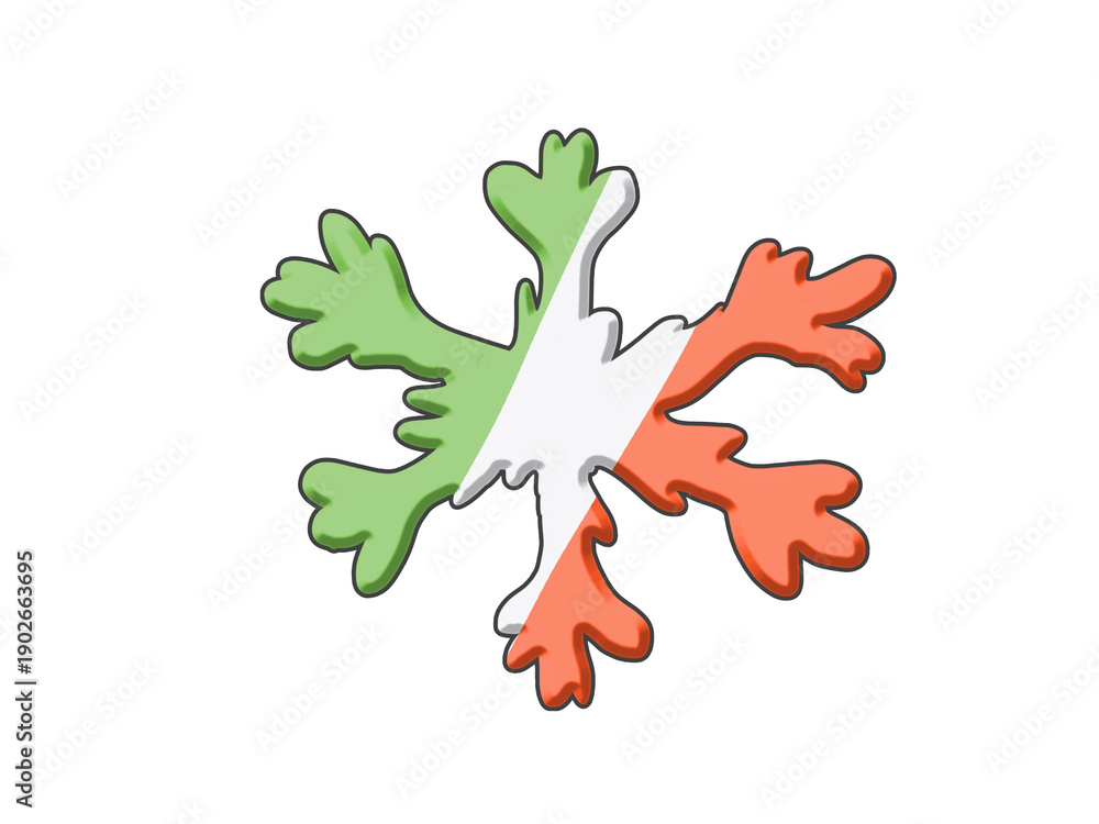 Obraz premium Colored snowflake on a transparent background