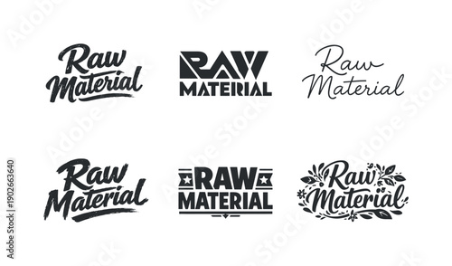 raw material aesthetic lettering. Set lettering. harmonious lettering variations of the same emblematic concept, each with different artistic