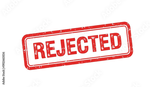 Rejected rubber stamp seal on with red ink