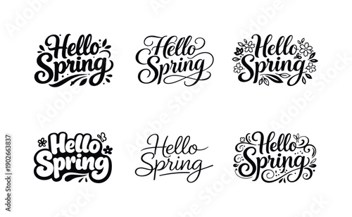 Eco spring messaging. Set lettering. harmonious lettering variations of the same emblematic concept, each with different artistic