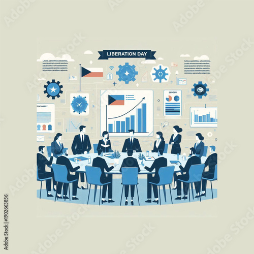 czech republic corporate scene flat infographic vector art
