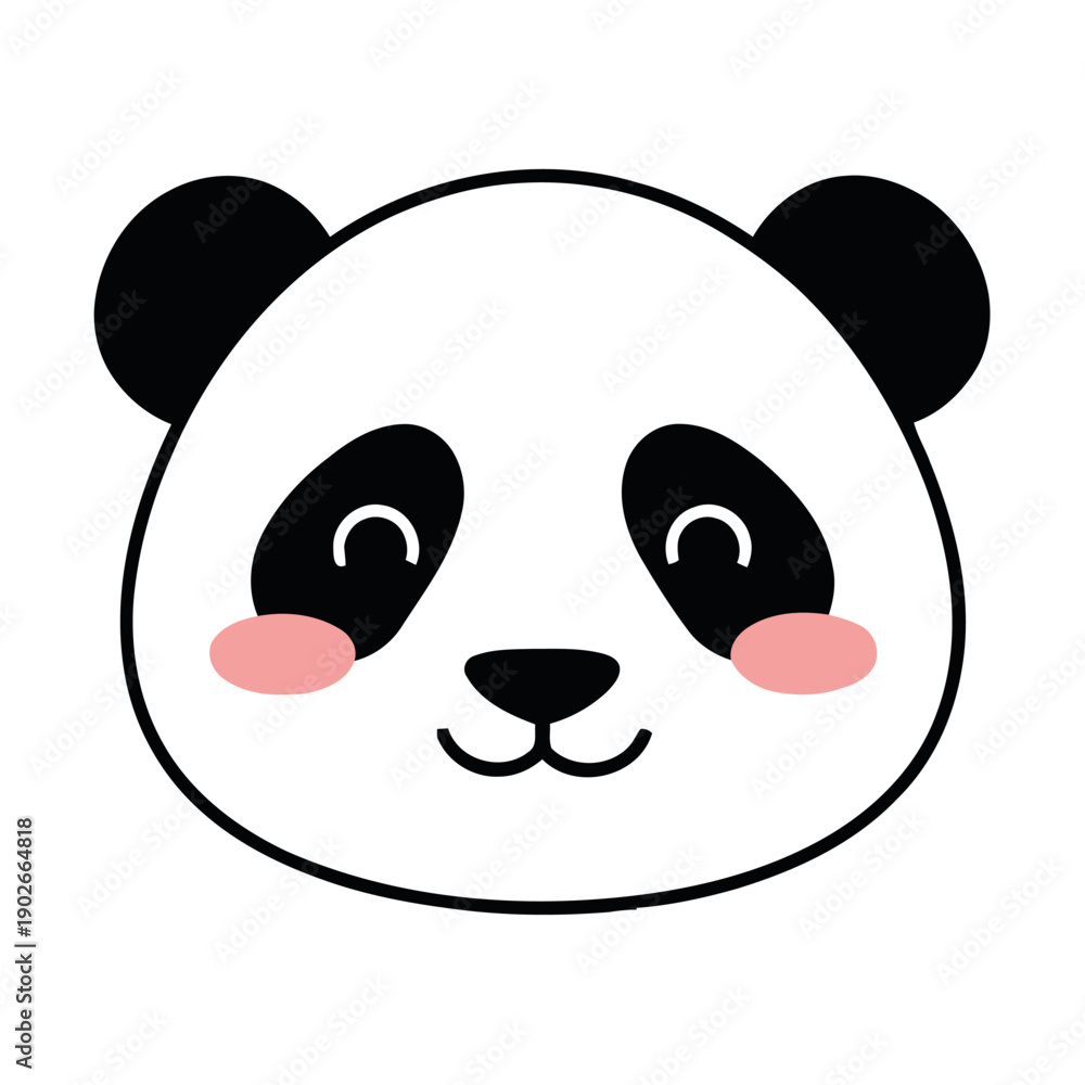 Fototapeta premium A cute panda face with blush cheeks, looking happy and friendly.