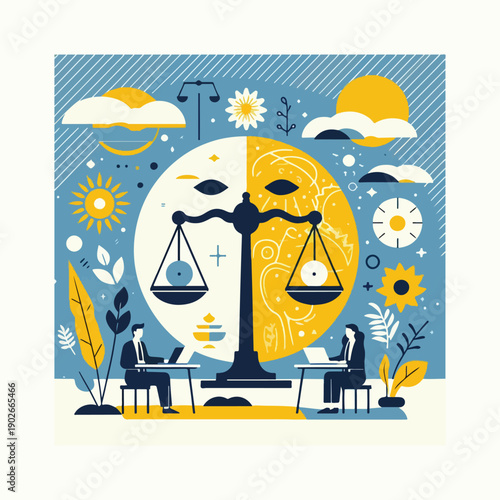 spring equinox sweden minimalist flat balance illustration