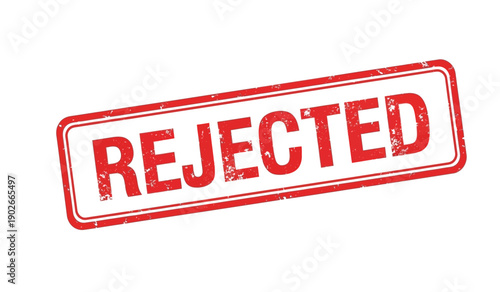 Rejected stamp seal on with red text and border