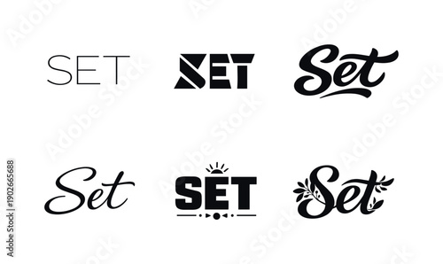 zen minimal typography. Set lettering. harmonious lettering variations of the same emblematic concept, each with different artistic