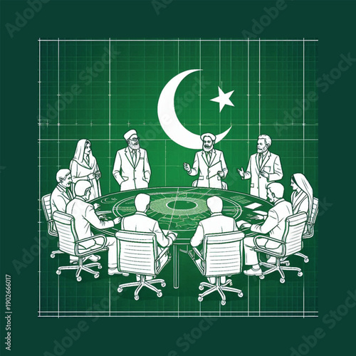 pakistan national resolution day flat technical illustration