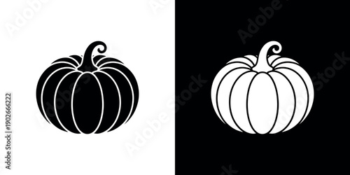 Black and white pumpkin on contrasting backgrounds