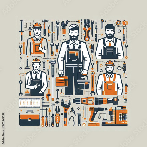 st joseph day professionals flat technical diagram illustration