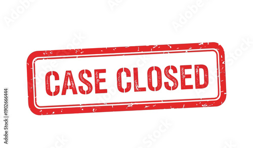 A red rubber stamp with the words case closed