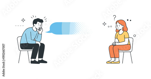 Avoiding difficult feedback. A simplified editorial scene where a conversation bubble fades before reaching another person. The mood reflects