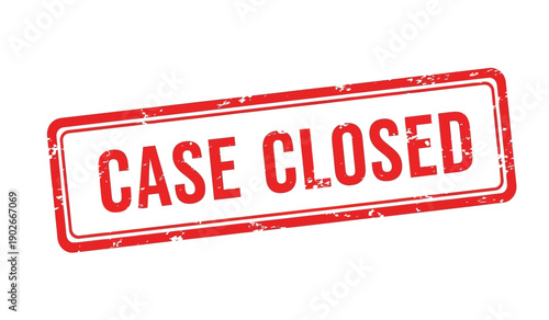 A red rubber stamp with the words case closed