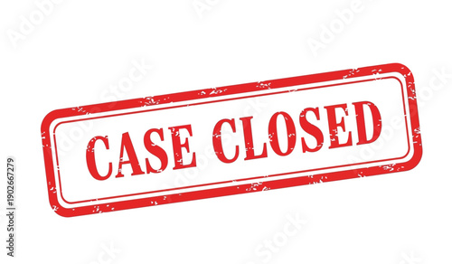 Red case closed stamp on for finalizing documents