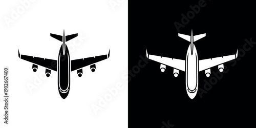 Black and white airplane on contrasting backgrounds aircraft