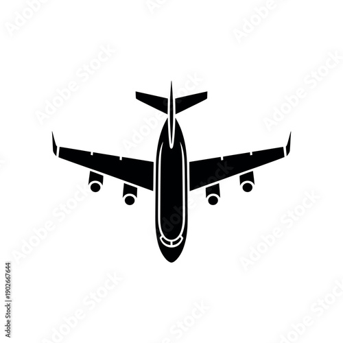 Black and white airplane with four engines and a pointed nose aircraft