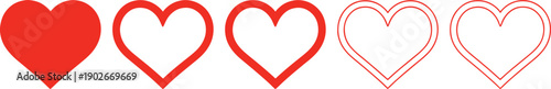 Various red hearts on white background transparent