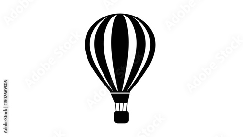 Black and white hot air balloon illustration against white background