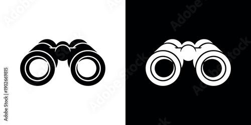 Black and white binoculars on contrasting backgrounds observation 1