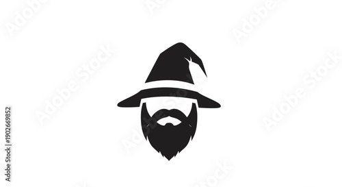 Stylized wizard silhouette isolated on white background for graphic design