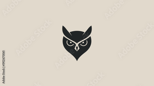 Minimalist owl logo in silhouette against cream background for versatile use