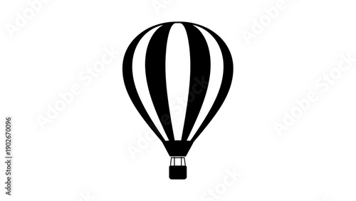 Black and white hot air balloon illustration on white background