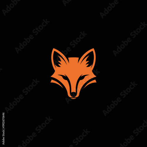 Stylized orange fox head icon on a black background