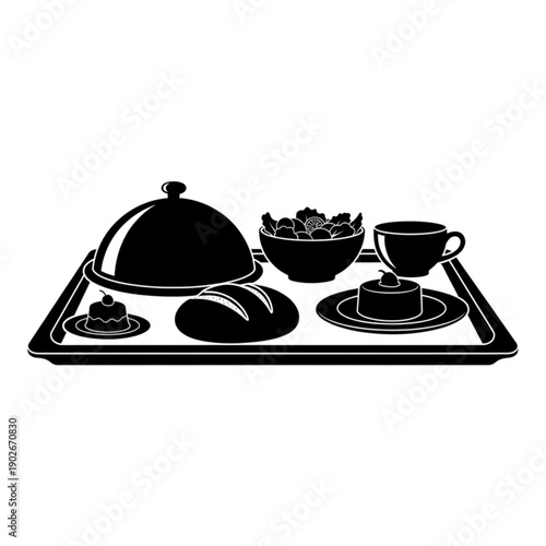 Delicious breakfast spread on a tray with covered dish