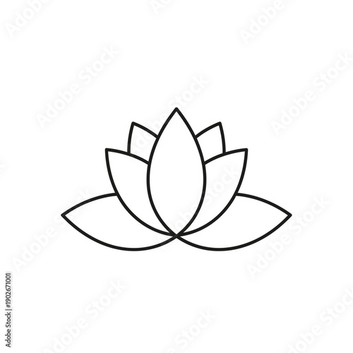 Simple line drawing of a lotus flower with several layers of petals