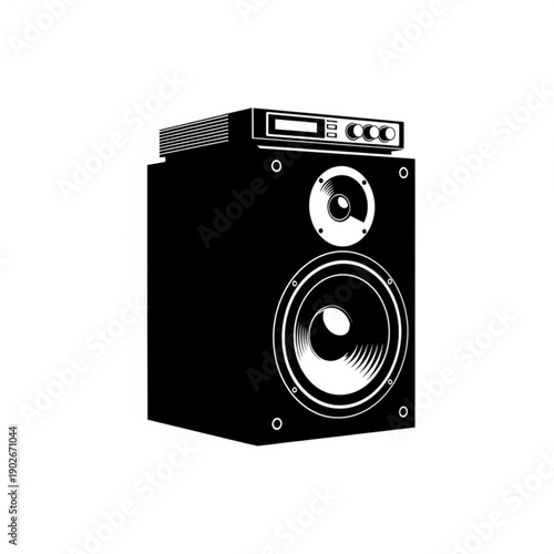 Modern black speaker with sleek design and powerful sound