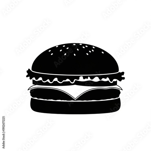 Delicious black burger with sesame seeds on a bun