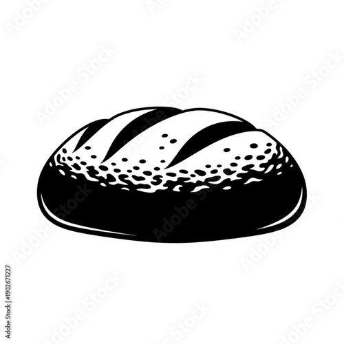 Delicious crusty bread with sesame seeds and diagonal cuts