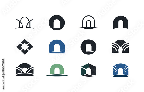 Diverse Logo Collection. open space. Icon set. Set Logo of open space: spacious boundary outline. harmonious logo variations of the same emblematic concept,