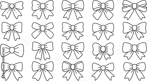 Black bows on white background ribbons decorative