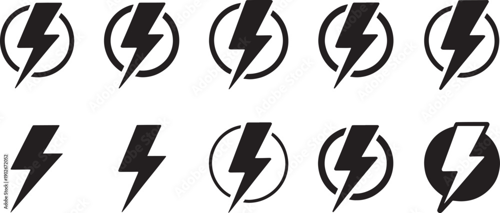 Fototapeta premium Black lightning bolt symbol electricity energy