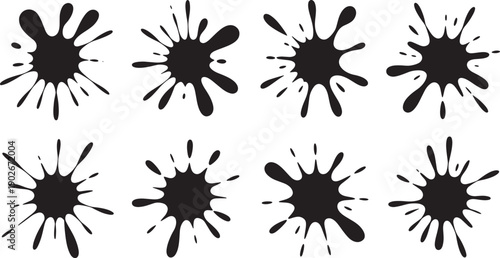 Black ink splatters on white background