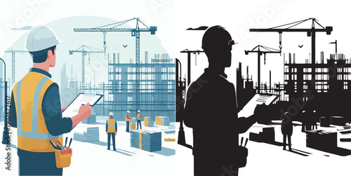 vector and silhouette of a project contractor