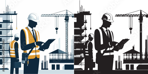 vector and silhouette of a project contractor