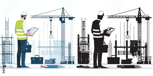 vector and silhouette of a project contractor