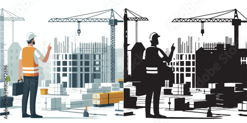 vector and silhouette of a project contractor