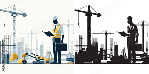 vector and silhouette of a project contractor