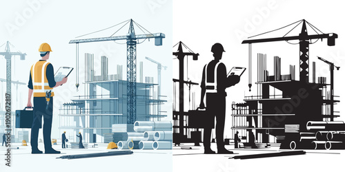 vector and silhouette of a project contractor