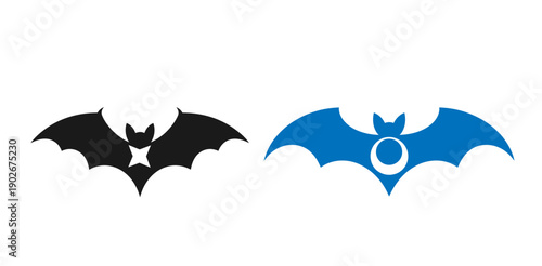Two unique bat logo vector illustration A spooky  flying bat silhouettes  And night illustrations.