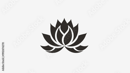 Elegant black lotus flower icon symbol of serenity and design element