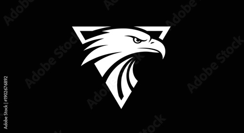 Bold eagle head logo design on black background for branding and identity