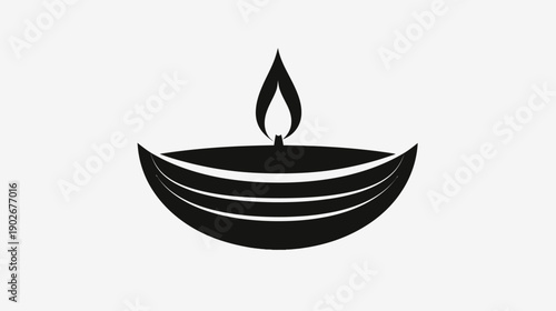 Stylized black and white oil lamp symbol vector illustration isolated