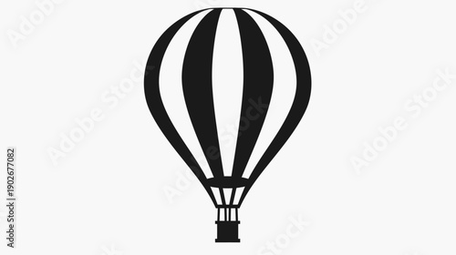 Black and white hot air balloon illustration against white background